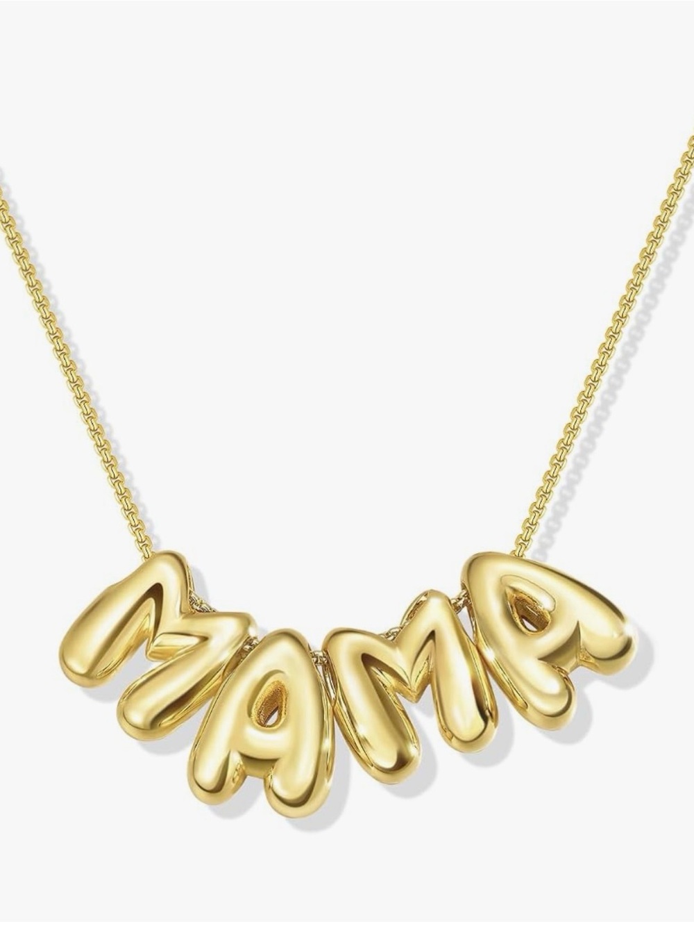 NEW 14K Gold Plated 'MAMA' Bubble Letter Necklace